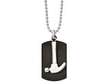 Mens Stainless Steel Hammer Dog Tag Pendant Necklace with Chain (24 Inches)